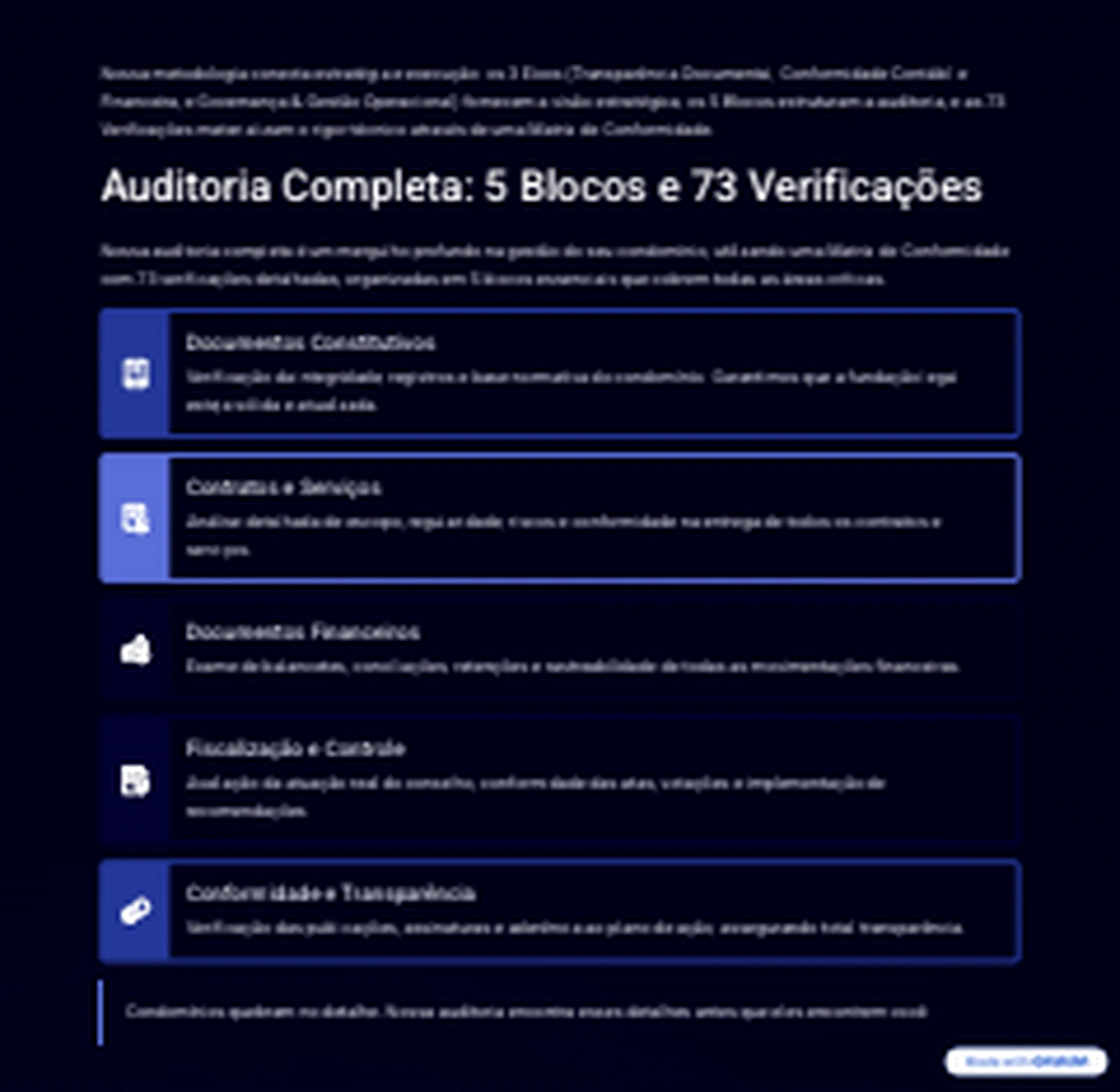 Amostra do diagnóstico do Condômino Blindado